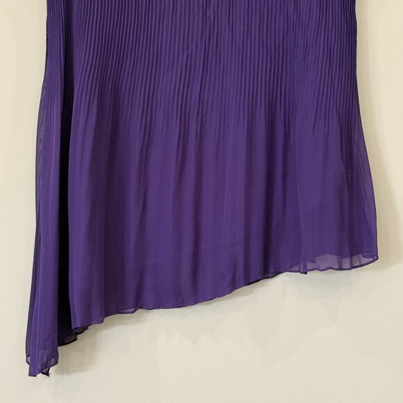 Cleo Pleated Asymmetrical Sleeveless Round Neck Top Purple Large - Picture 4 of 6
